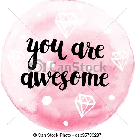 450x458 You Are Awesome, Modern Calligraphy Poster, Hand Drawn Ink