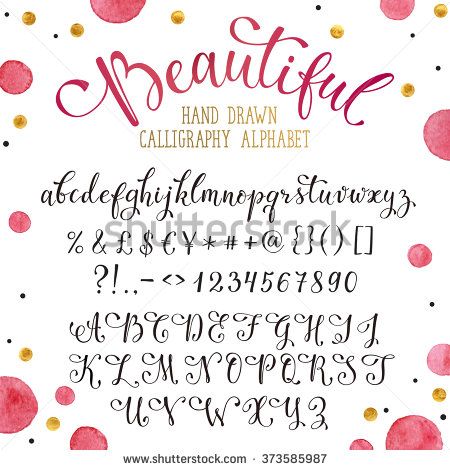 450x470 Elegant Calligraphy Letters With Florishes. Handwritten Alphabet