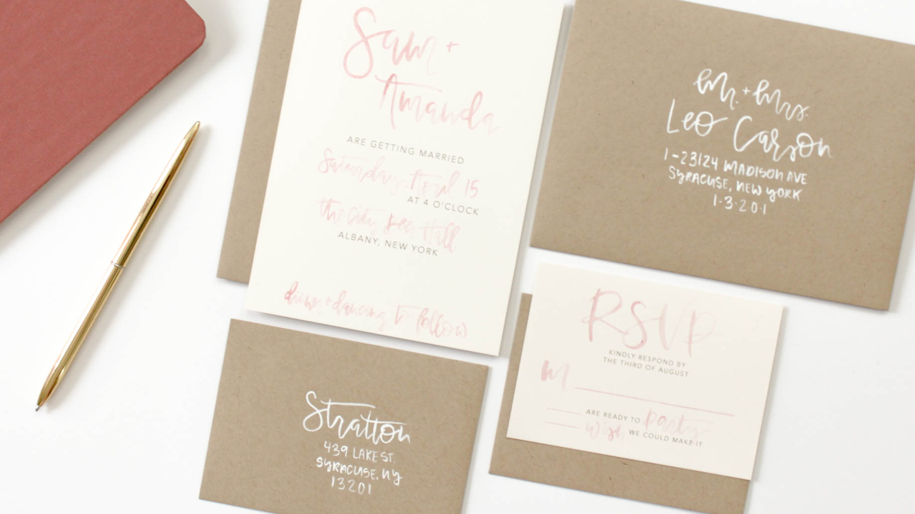 1838x1034 Blush Watercolor Calligraphy Wedding Invitation Suite Calyer Designs