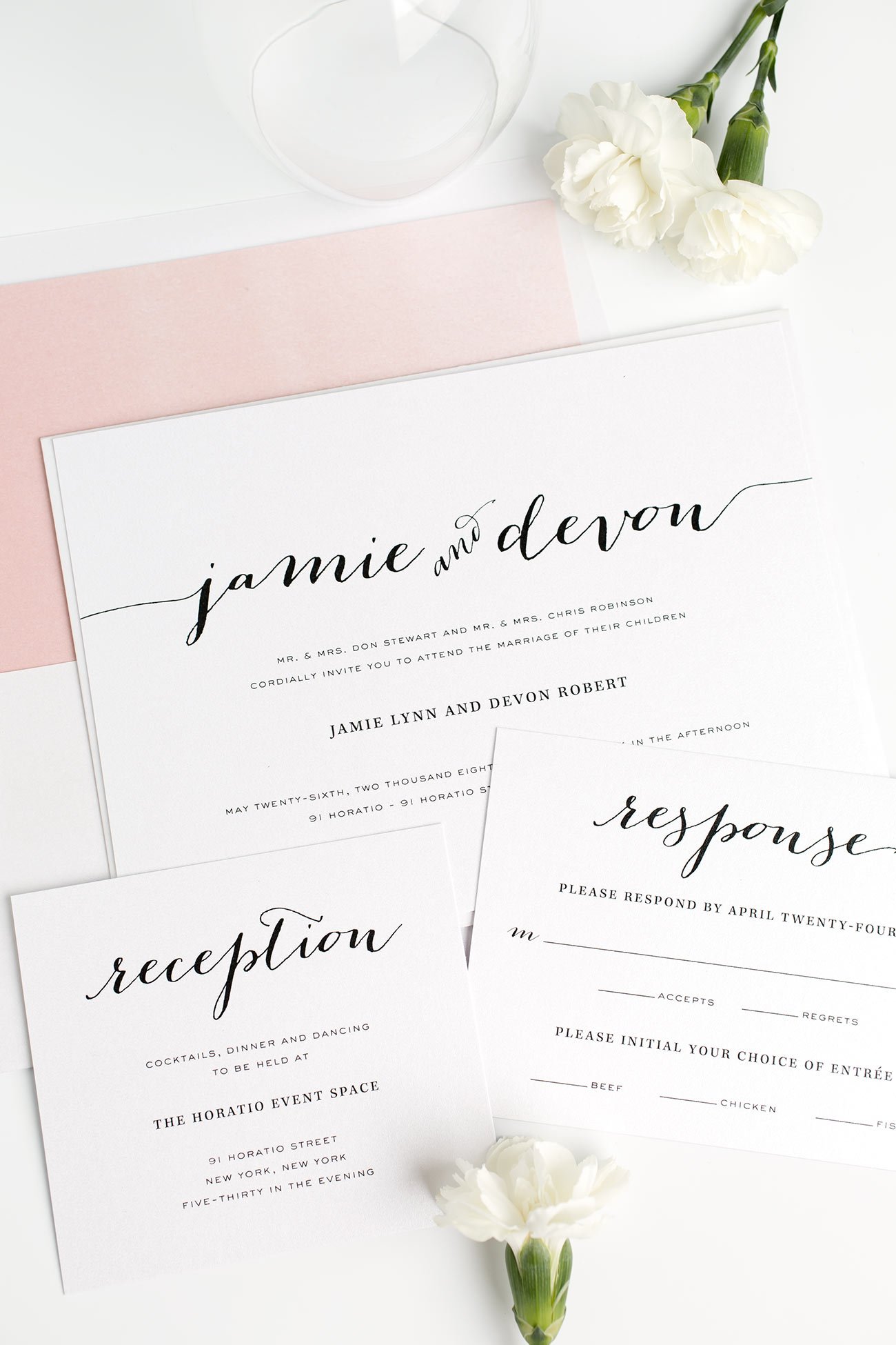 1300x1950 Gorgeous Calligraphy Wedding Invitations In Pink Wedding Invitations