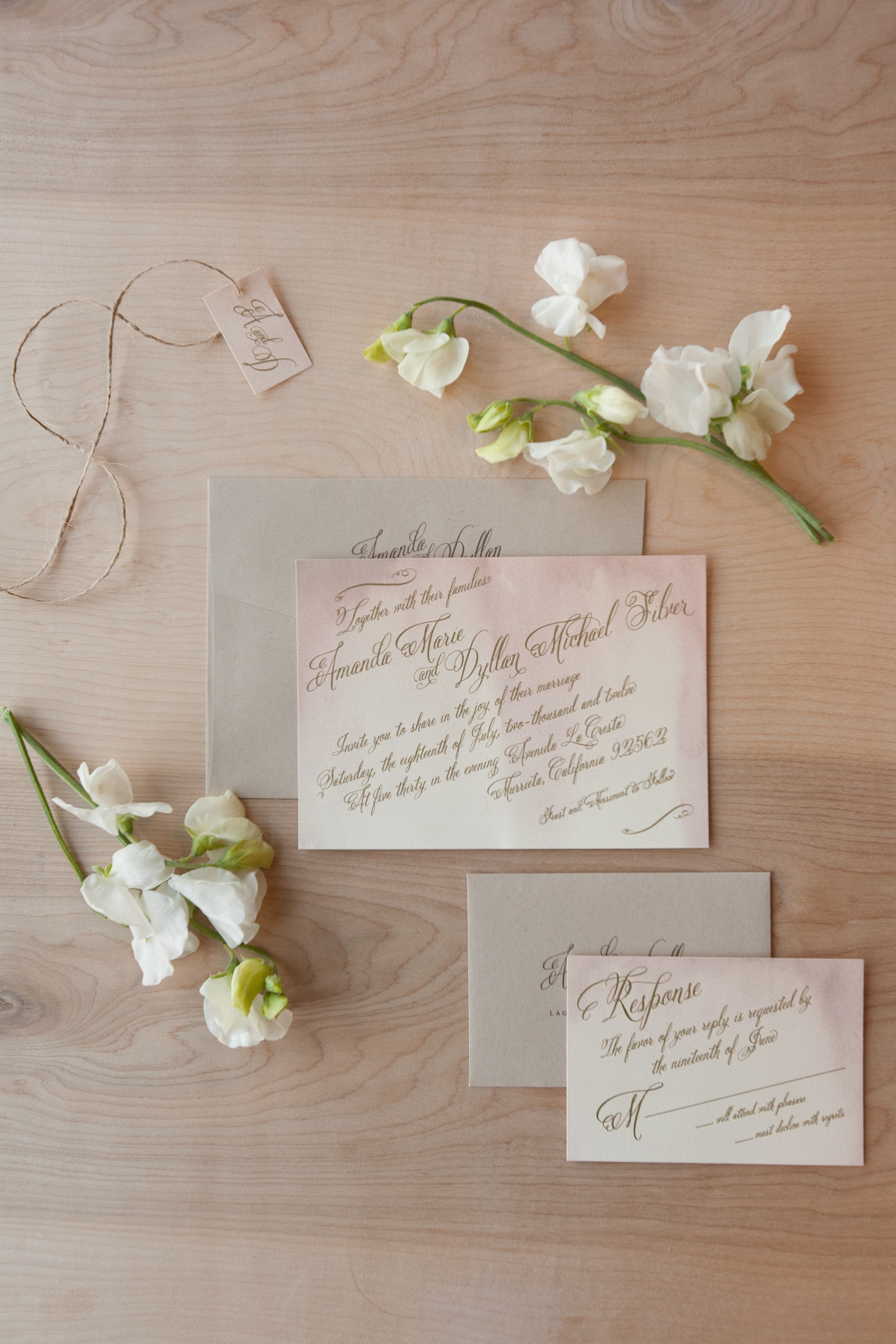 2334x3500 Watercolor Wedding Invitation With Belluccia Calligraphy Font