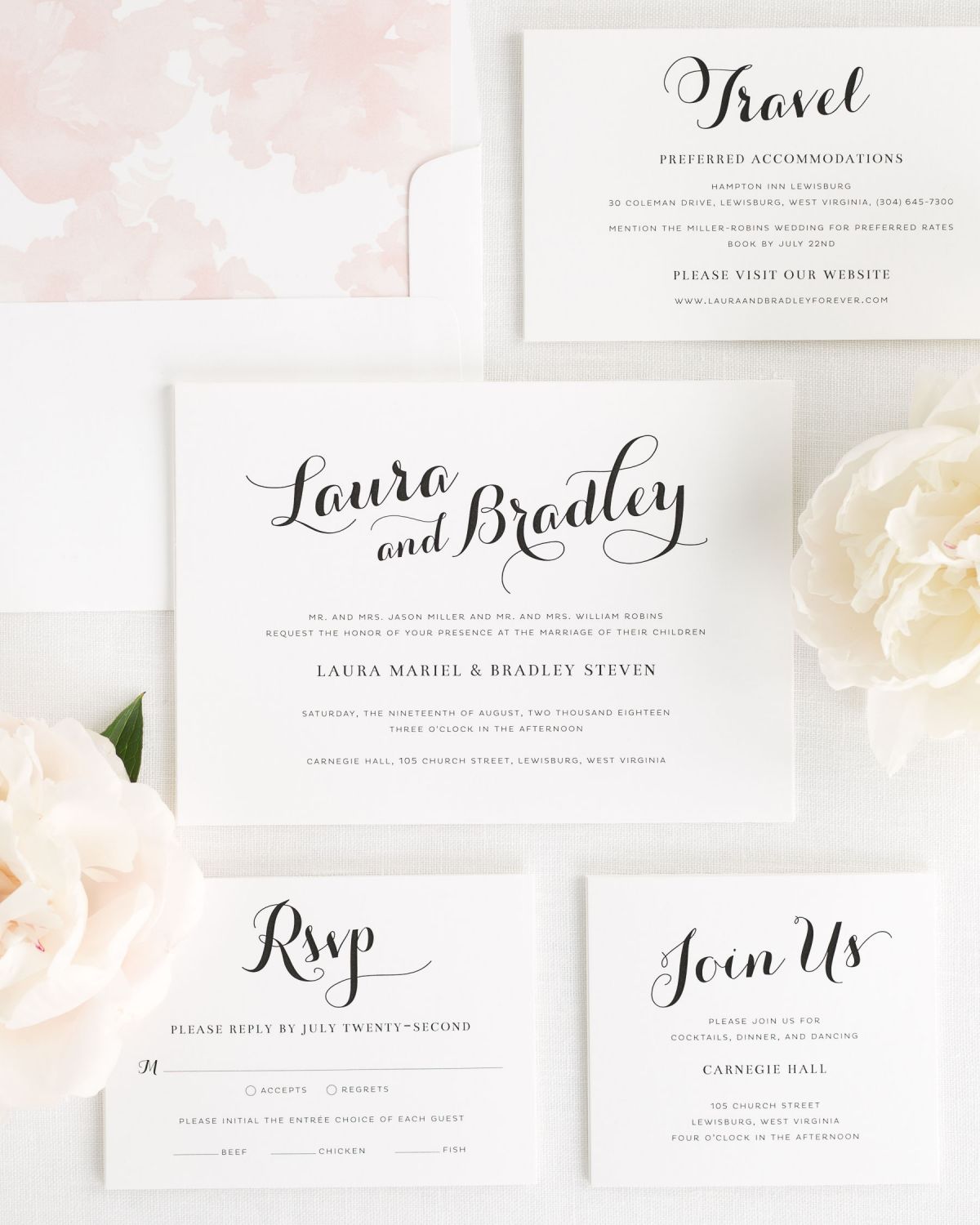 1200x1500 Blush Pink Calligraphy Wedding Invitations With A Floral