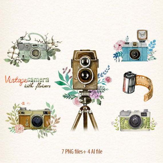 570x570 Camera Watercolor Camera Retro Camera Flowers Amp Cameras Etsy