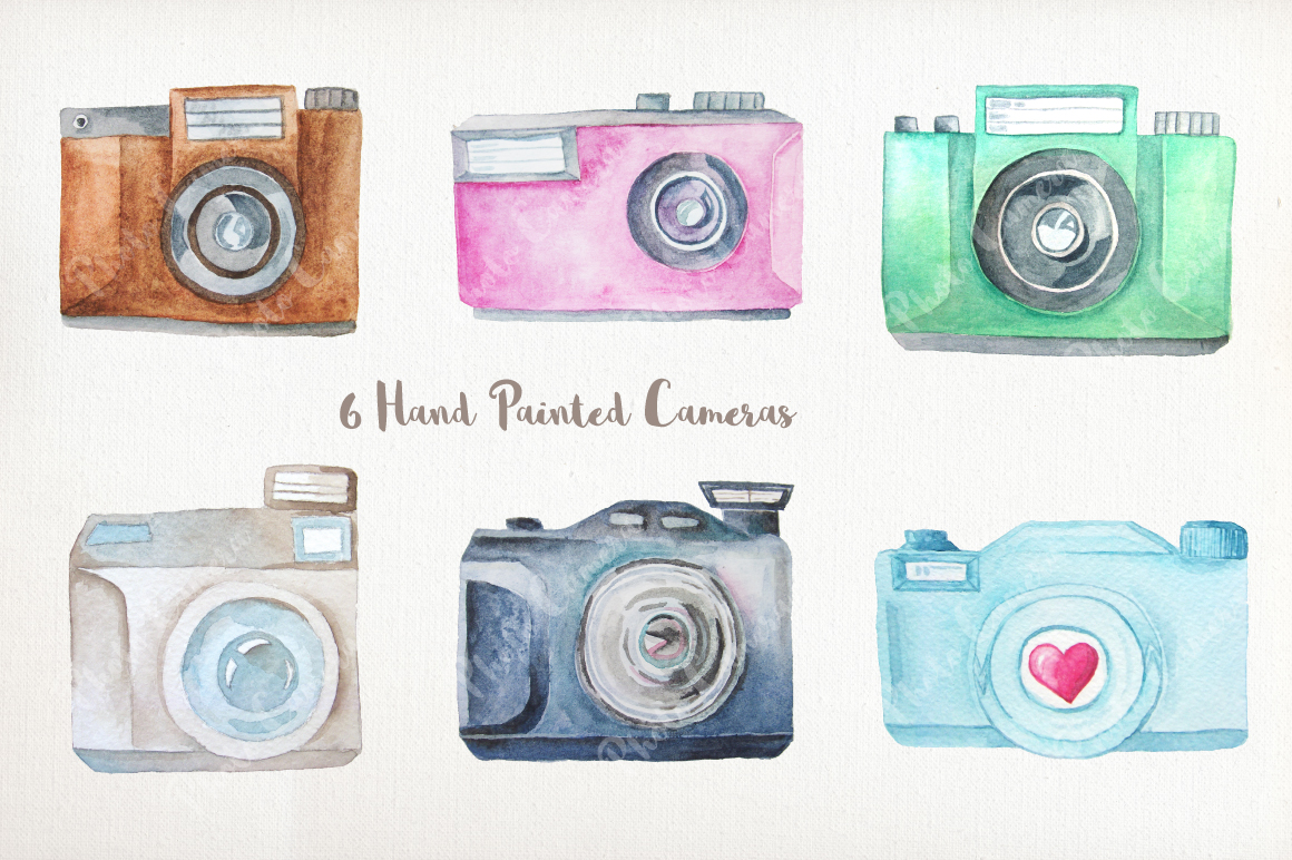 1160x772 Watercolor Cameras Clip Art