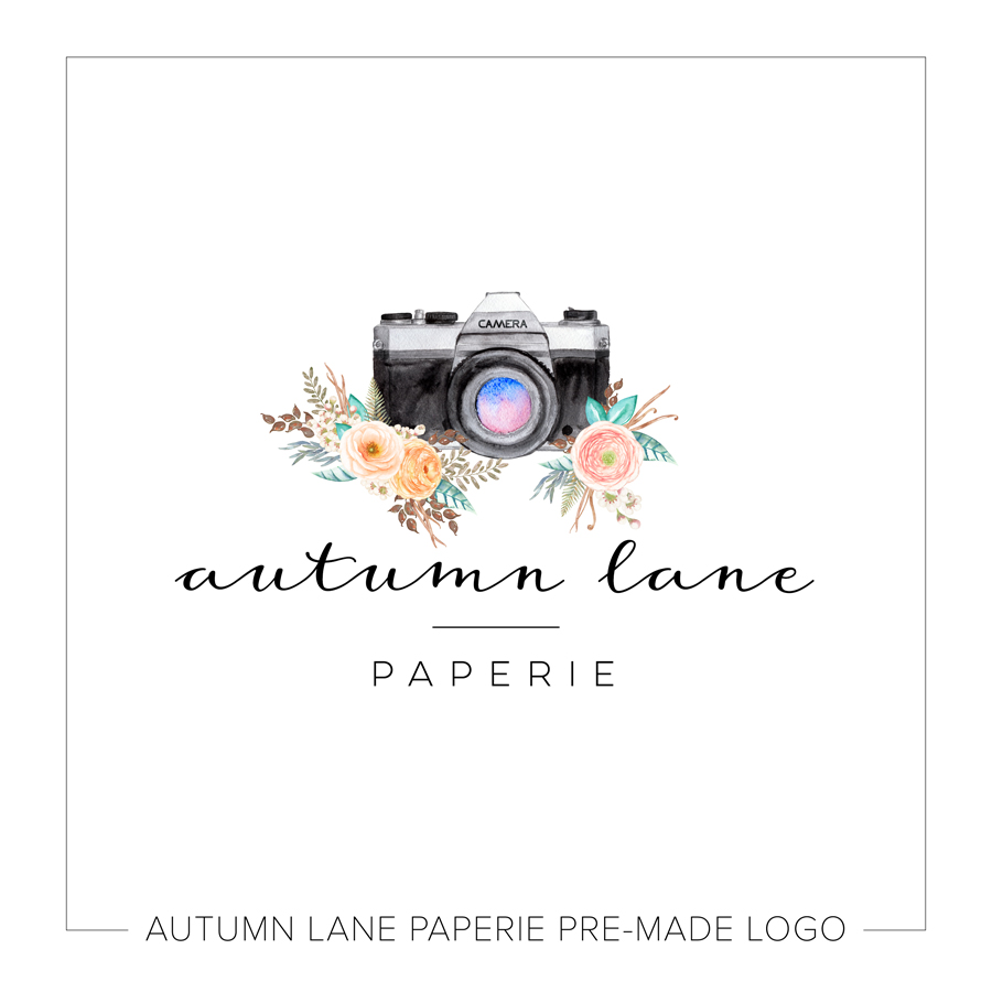 900x900 Watercolor Classic Camera Amp Floral Logo Autumn Lane Paperie