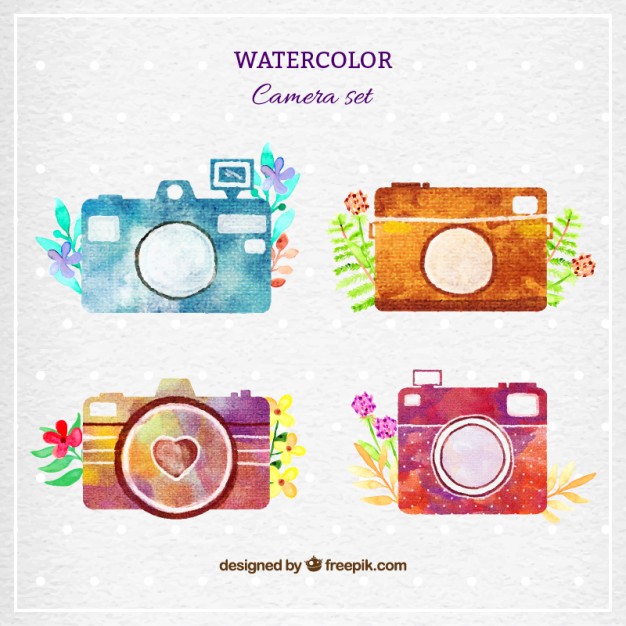 626x626 Watercolor Cameras Set Vector Premium Download