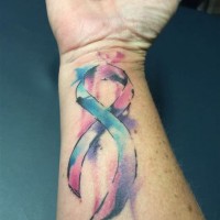 200x200 Cancer Ribbon Watercolor Tattoo