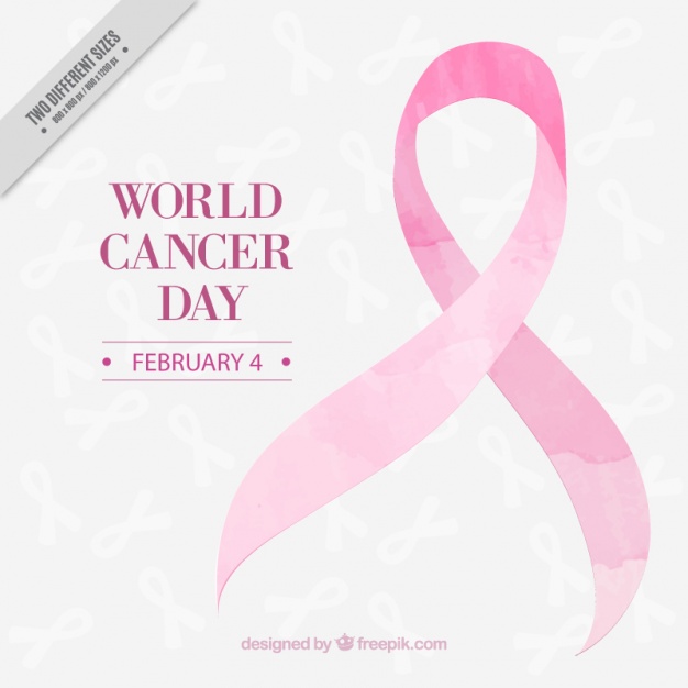 626x626 Pink Watercolor Ribbon World Cancer Day Background Vector Free