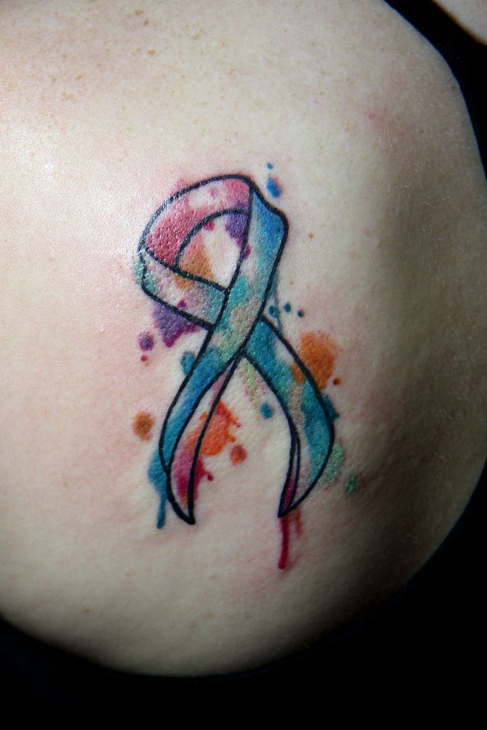 683x1024 Cancer Ribbon Watercolor Tattoo Tatts Watercolour