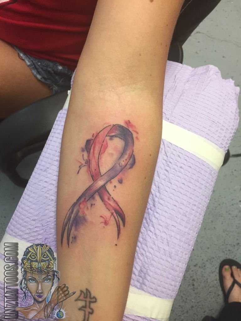 768x1024 Lnztattoosribbon Cancer Lupus Breastcancer Watercolor Color Tattoo
