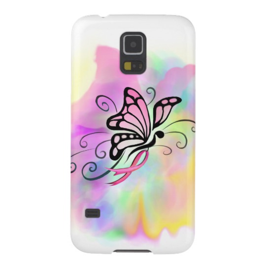 540x540 Pink Breast Cancer Ribbon Butterfly Watercolor Art Galaxy S5 Case