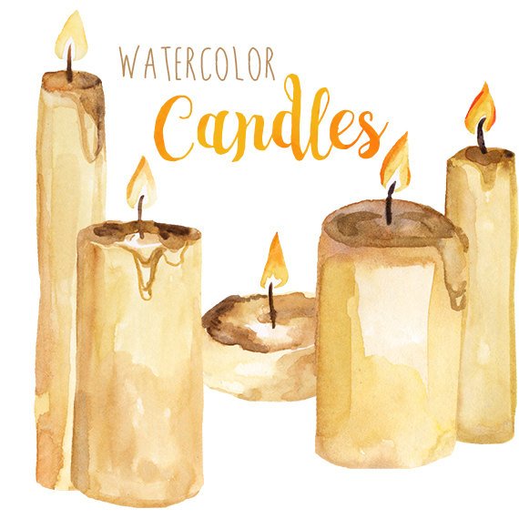 570x570 Watercolor Candles Candle Clipart Fire Clipart Holiday Etsy