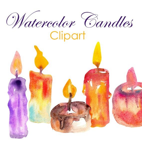 570x570 Watercolor Candles Clipart Commercial Use Etsy