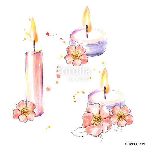 500x500 Beauty And Fashion Collection, Candles, Flowers, Watercolor Spa