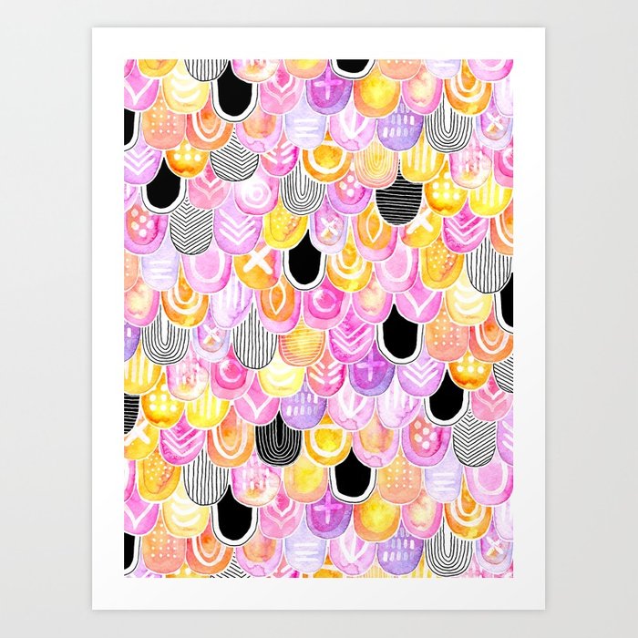 700x700 Citrus, Cotton Candy Amp Licorice Watercolor Scales Art Print By