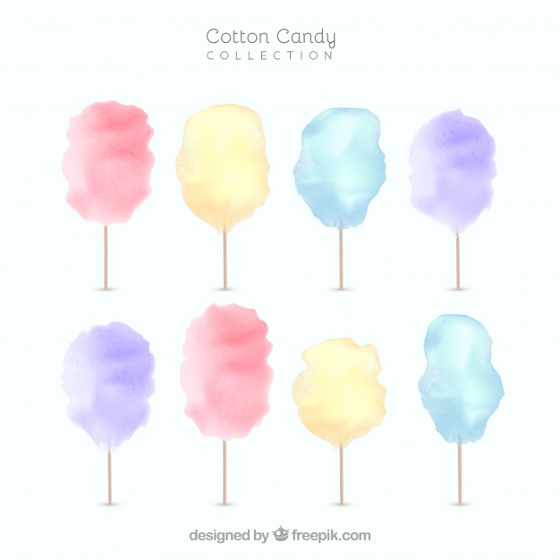 626x626 Set Of Watercolor Cotton Candy Vector Free Download
