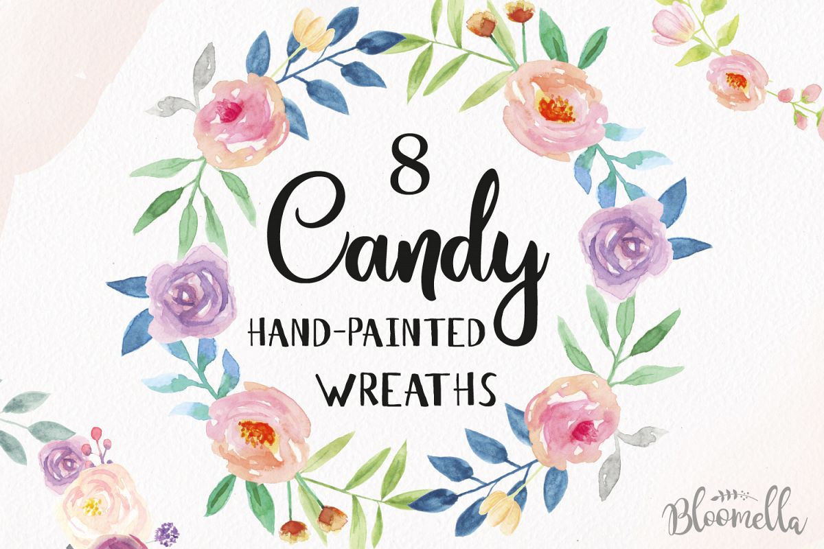 1200x800 Watercolor Candy Clipart Wreaths Flowers Pastel Garlands Floral