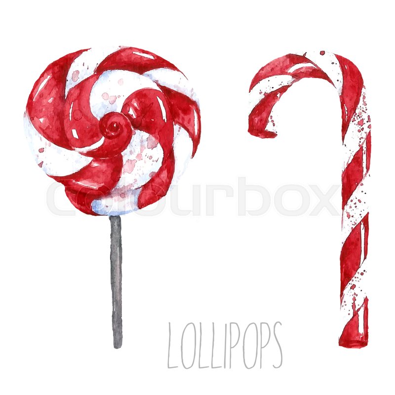 800x800 Watercolor Lollipop. Hand Drawn Isolated Sweet Candy Illustration