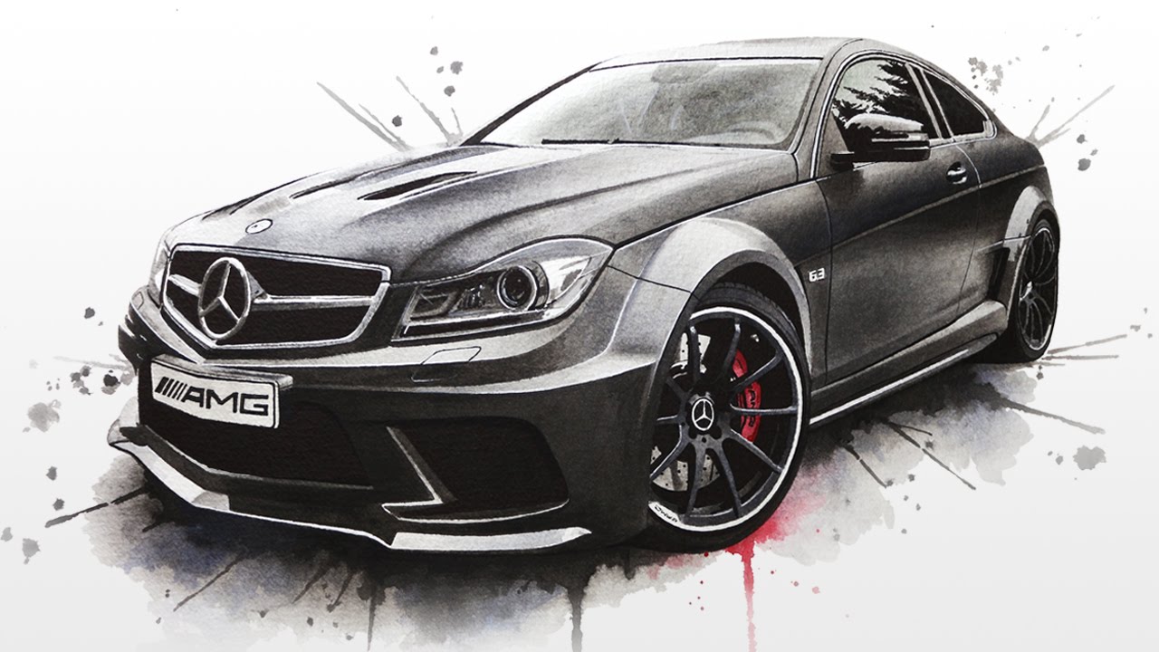 1280x720 Mercedes C63 Amg Black Series Watercolour Painting