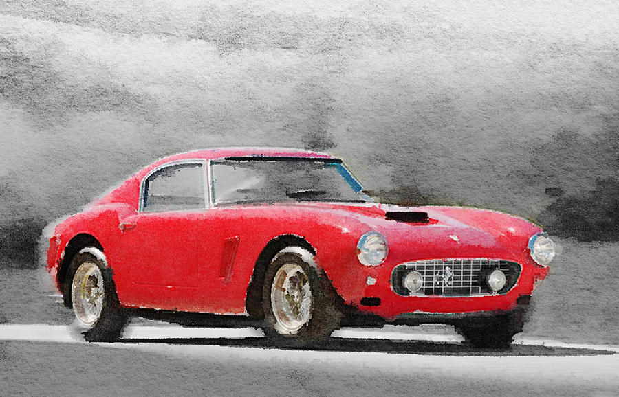 900x578 1960 Ferrari 250 Gt Swb Watercolor Painting By Naxart Studio