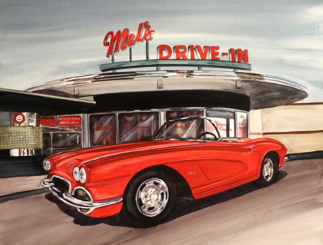 1050x795 Original Watercolor Painting Of Your Corvette Or Other Classic Etsy