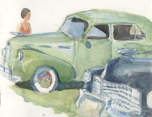 500x383 Plein Air Painting Vintage Cars In Watercolor Mockingbirds