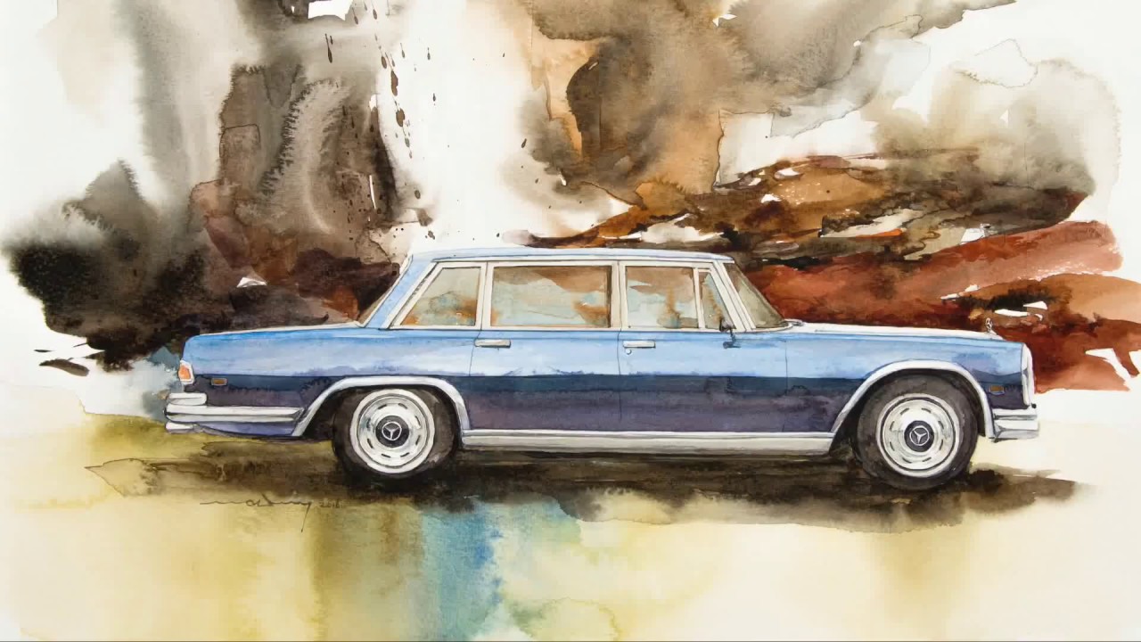 1280x720 Speed Painting Kangcar] Watercolor Painting Mercedes Benz 600