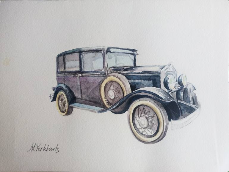 770x579 Vintage Car Painting By Margaryta Verkhovets Saatchi Art