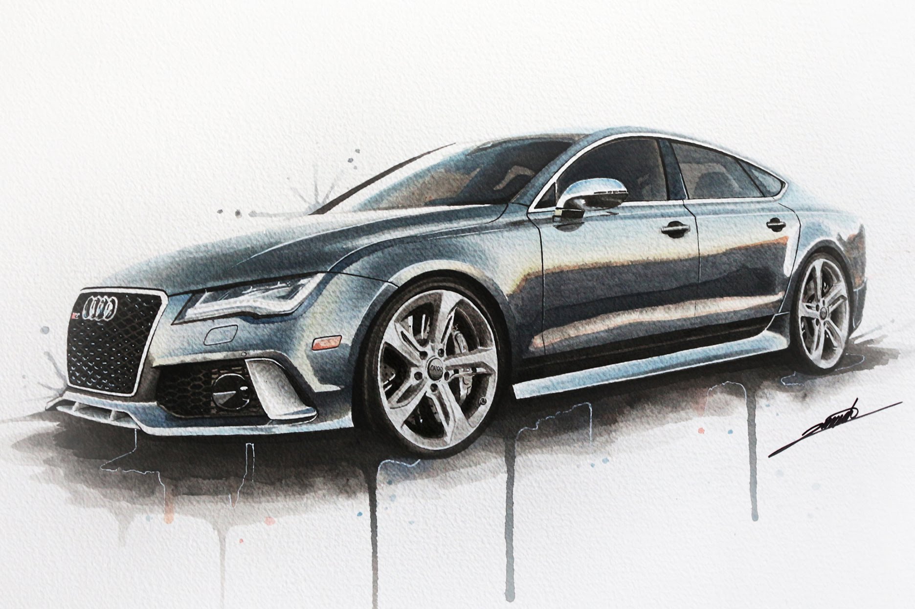 1871x1247 Audi Rs7 Watercolour Painting