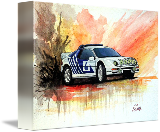 650x540 Ford Rs200 Rally Car Watercolor Painting By Erin Carr