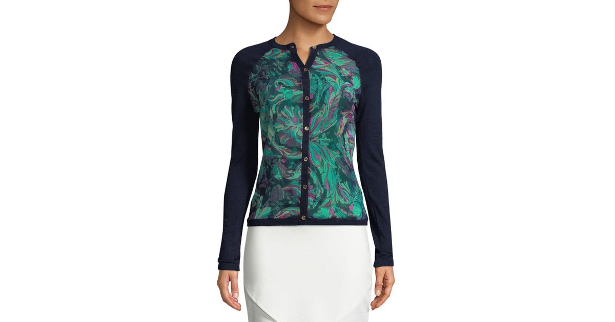 1200x630 Versace Watercolor Cardigan In Green