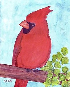 242x300 Cardinal Bird Watercolor Original Painting 8 X Ebsq Artist