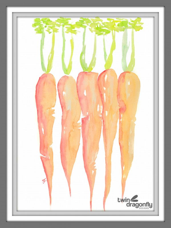 600x800 Watercolor Carrot Printable Dragonfly Designs