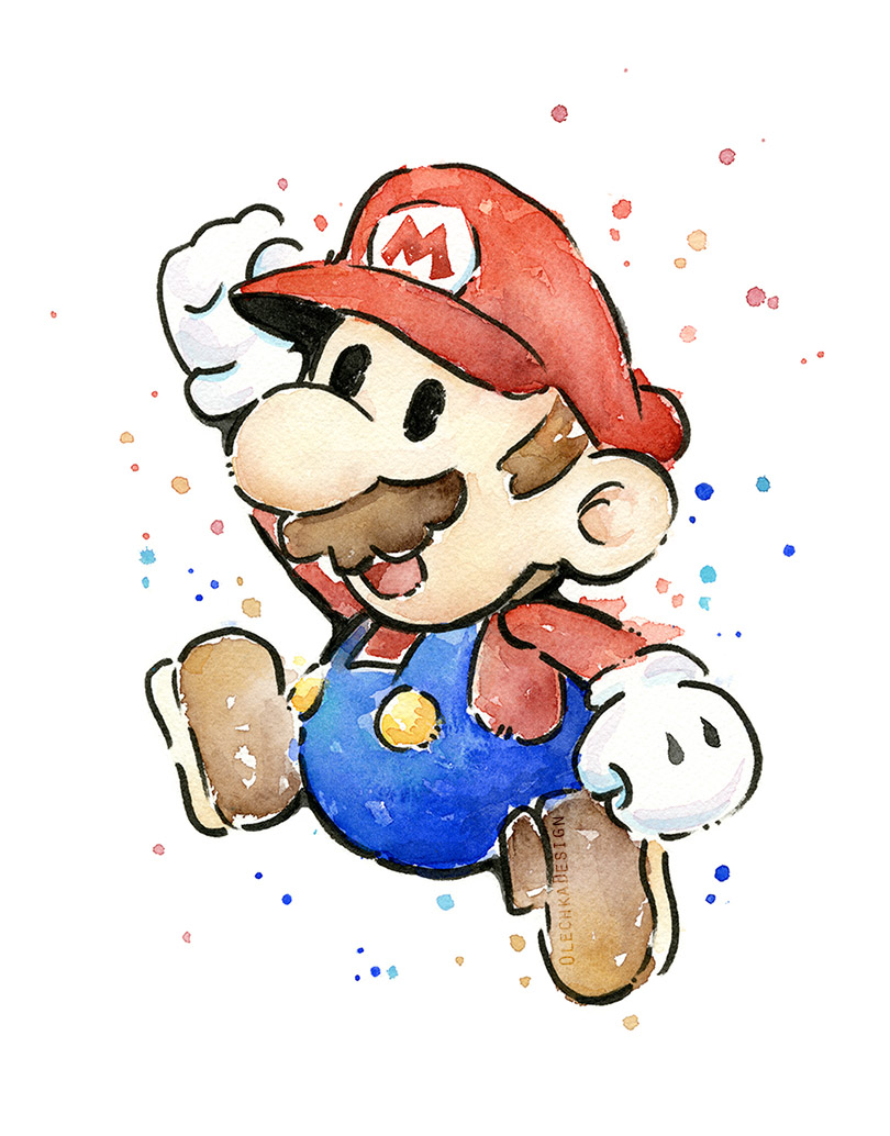 810x1034 Mario Watercolor Olechka Design