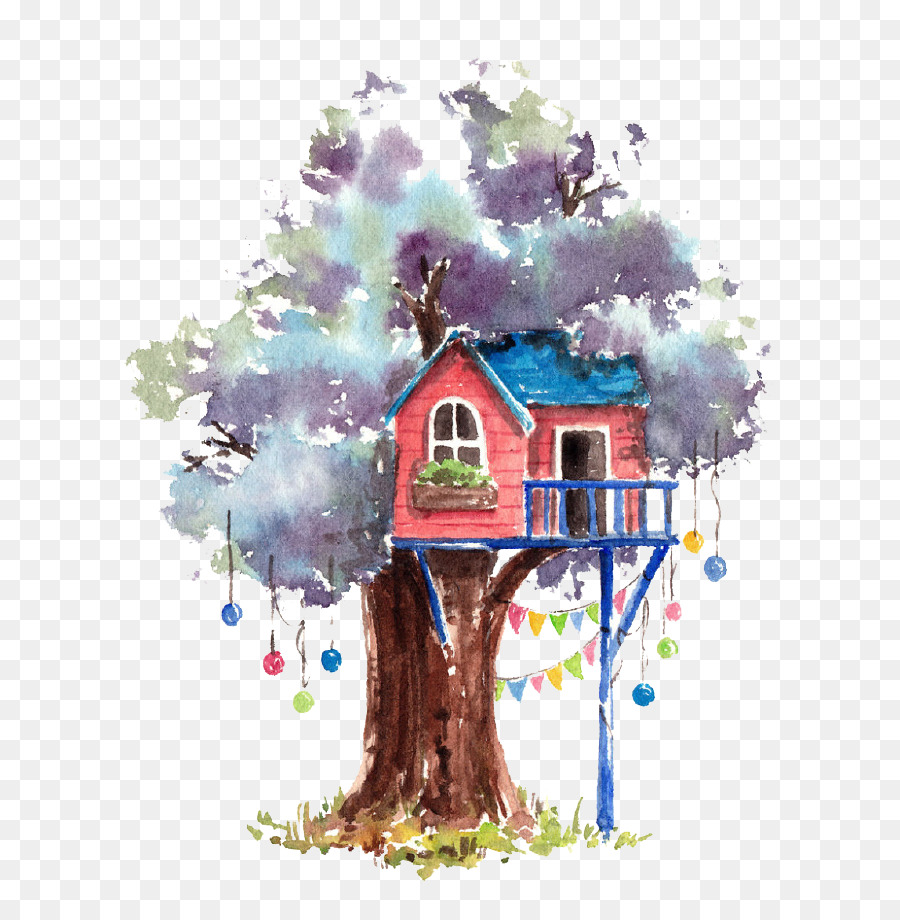 900x920 Watercolor Painting Tree House
