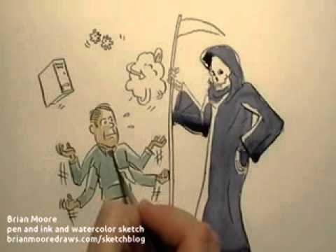 480x360 Cartoon Sketch In Pen And Watercolor