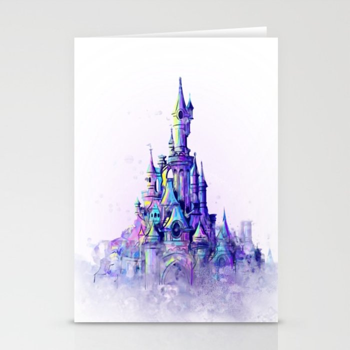 700x700 Disneyland Paris Watercolour Castle Stationery Cards By Tachapope