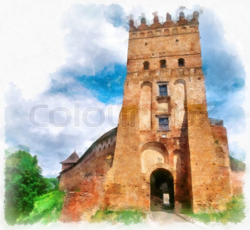 800x736 Medieval Castle In Lutsk, Ukraine. Digital Art. Digital Imitation