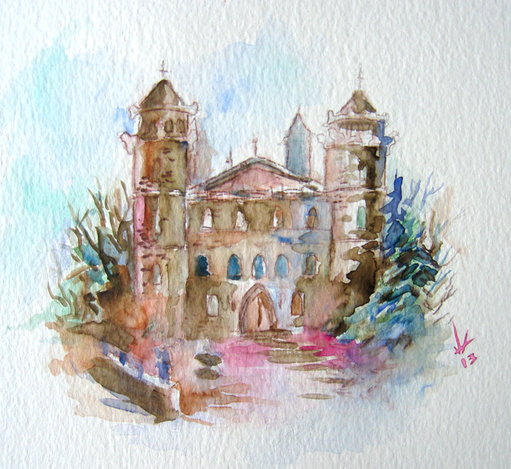720x660 Watercolor Castle Sketch