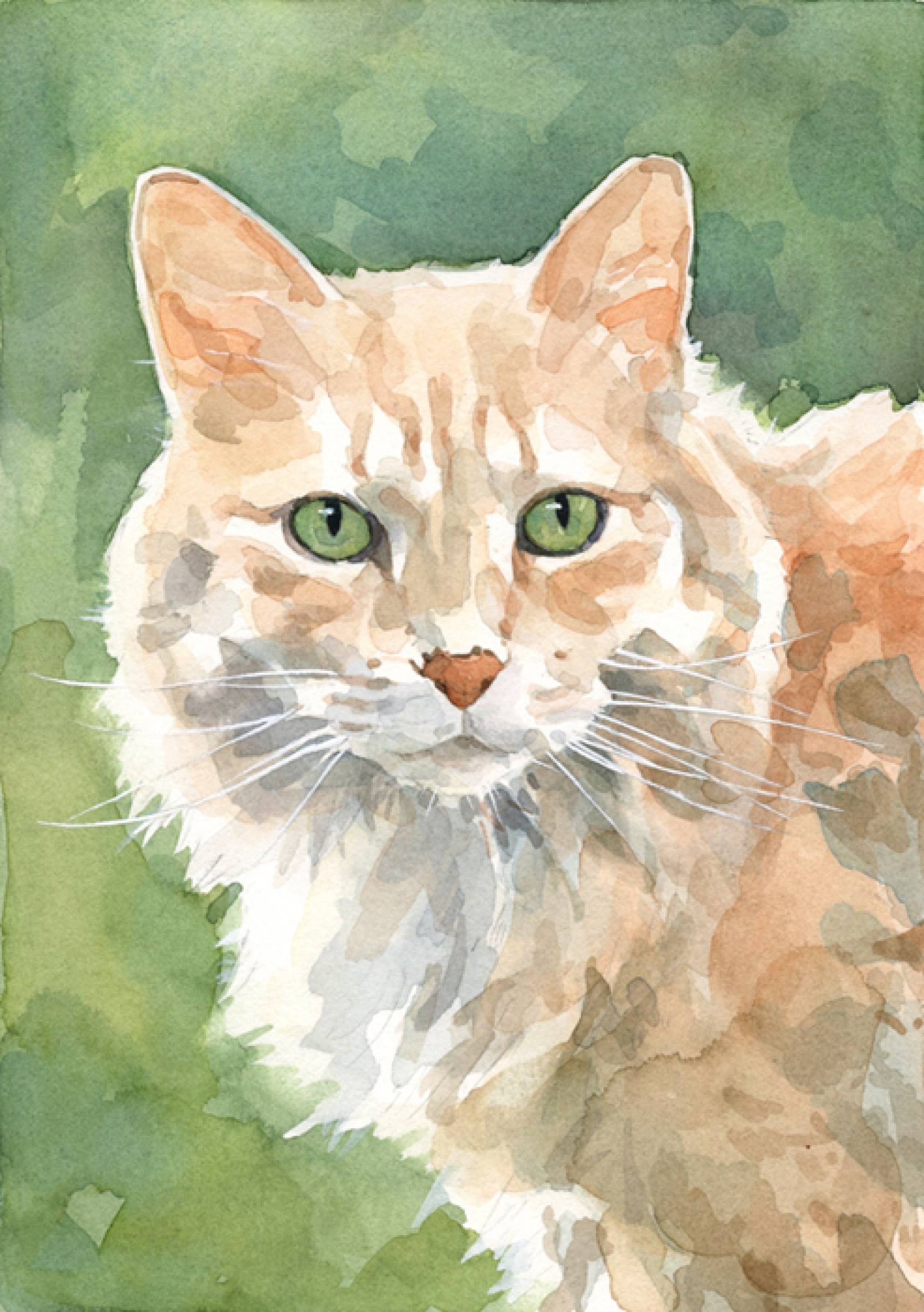 1600x2272 Custom Cat Portrait Watercolor Painting 5x7 David Scheirer