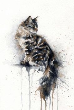 Watercolor Cat Art