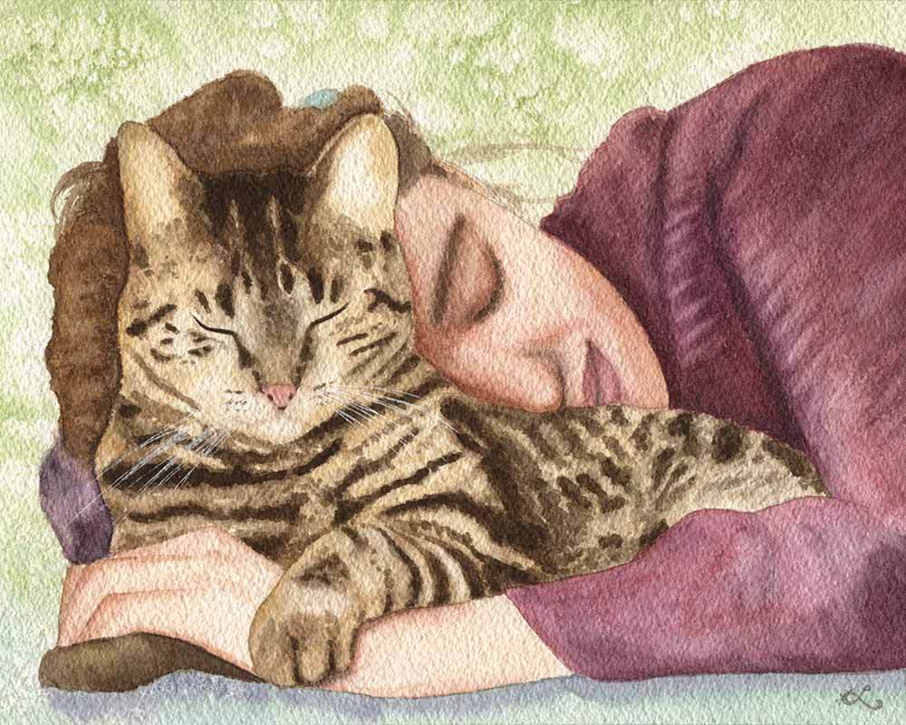 1000x800 Custom Watercolor Cat Painting Realistic Pet Art Cat Lady
