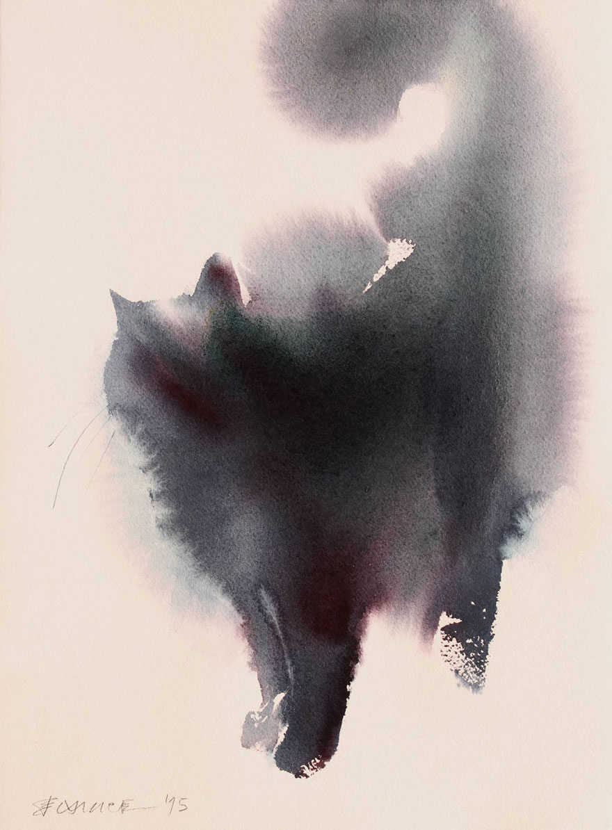 880x1194 New Watercolor Amp Ink Cats That Slowly Bleed Into Paper By Endre