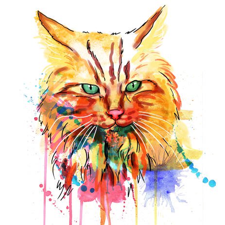 463x463 Watercolor Cat Art Pet Portraits Made To Order