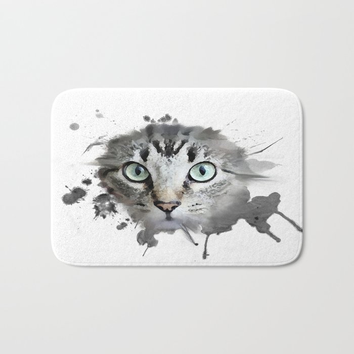 700x700 Cat Eyes Watercolor Bath Mat By Catsoncats Society6