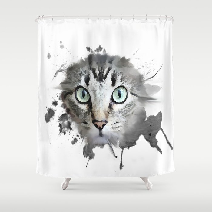 700x700 Cat Eyes Watercolor Shower Curtain By Catsoncats Society6