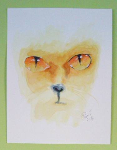 375x483 Saatchi Art Cat Eyes Painting By Sinisa Peric