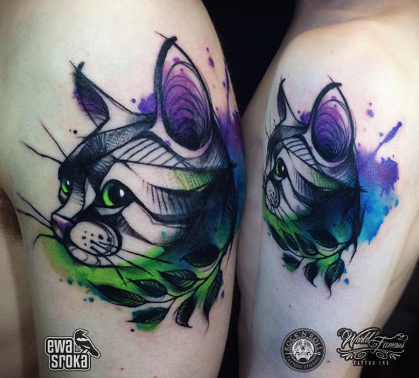 595x537 35 Unbelievable Cat Tattoos That Are Guaranteed To Leave You