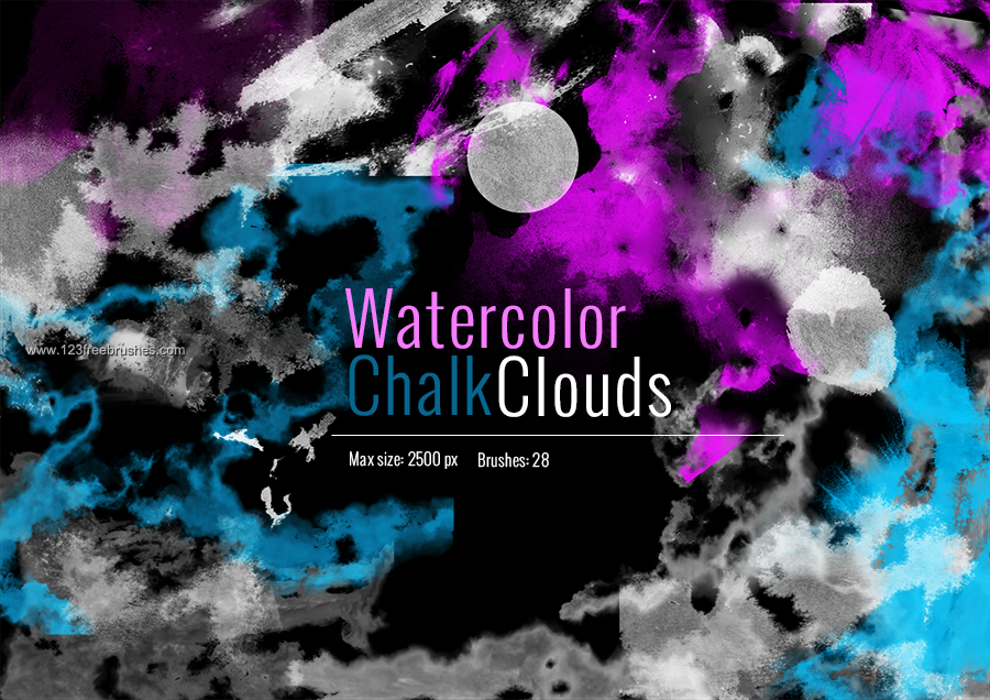 900x636 Clouds Chalk Watercolor Free Brushes Download 123freebrushes