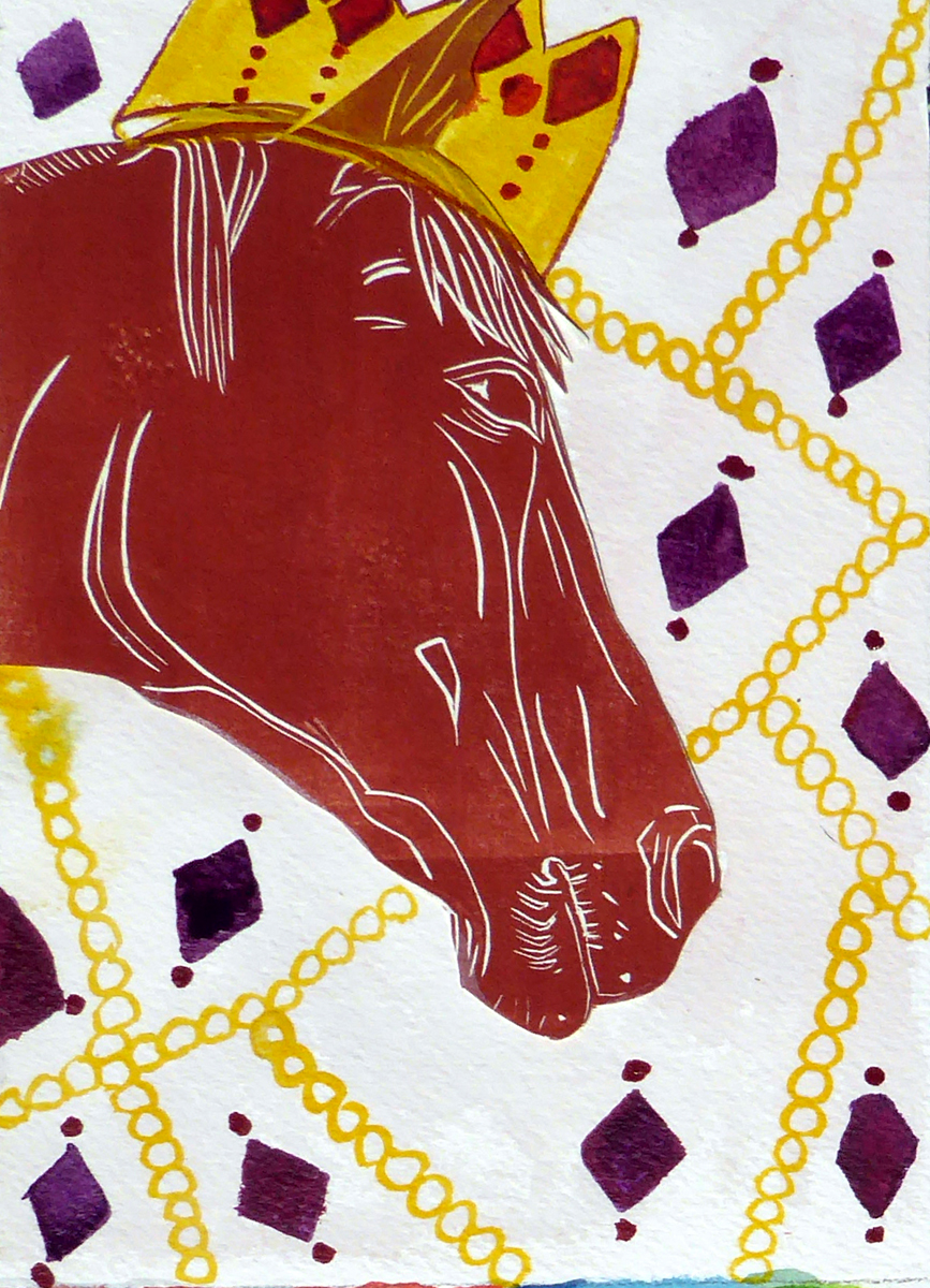 867x1200 Day 3, Thirty Day Watercolor Challenge, Golden Horse Hilary Lorenz